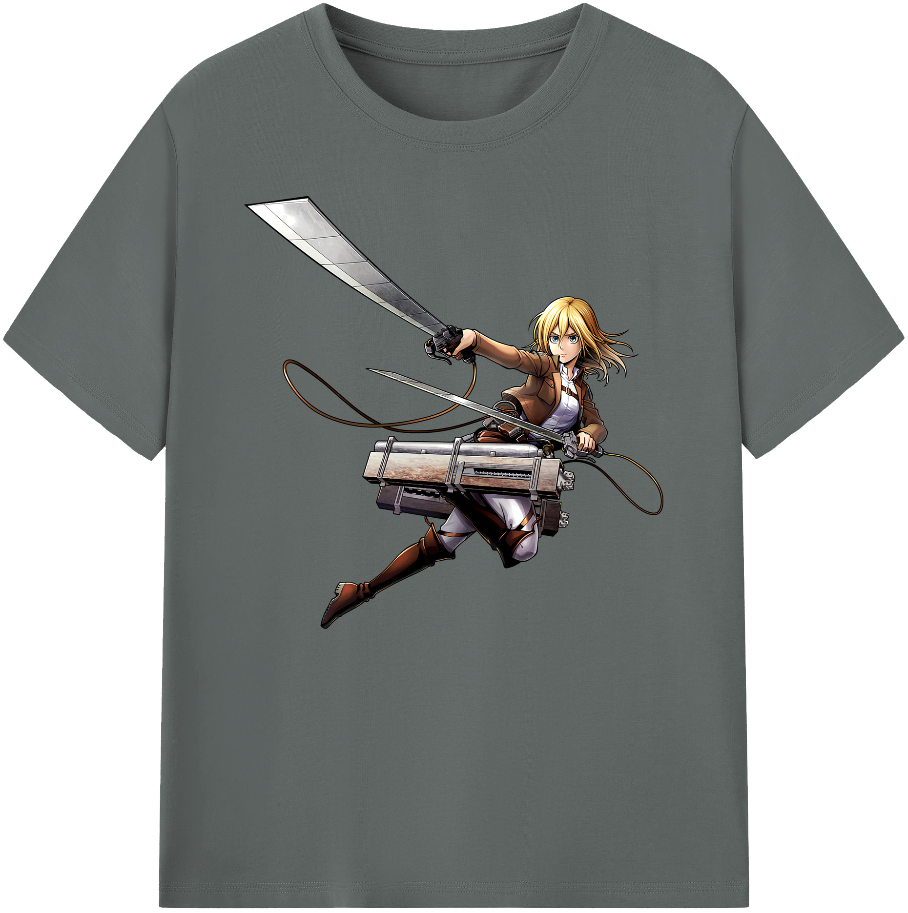 （画像用） 進撃の巨人 クリスタ·レンズ Attack on Titan Christa Lenz 綿100％ メンズ半袖Tシャツ｜肌触りやわらか＆通気性